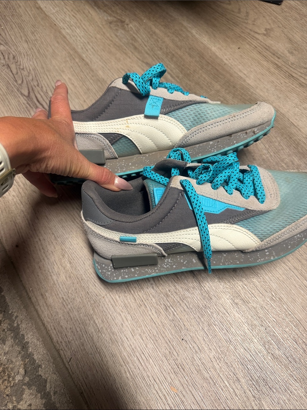 Puma Teal & Gray Retro Low-Top Sneakers